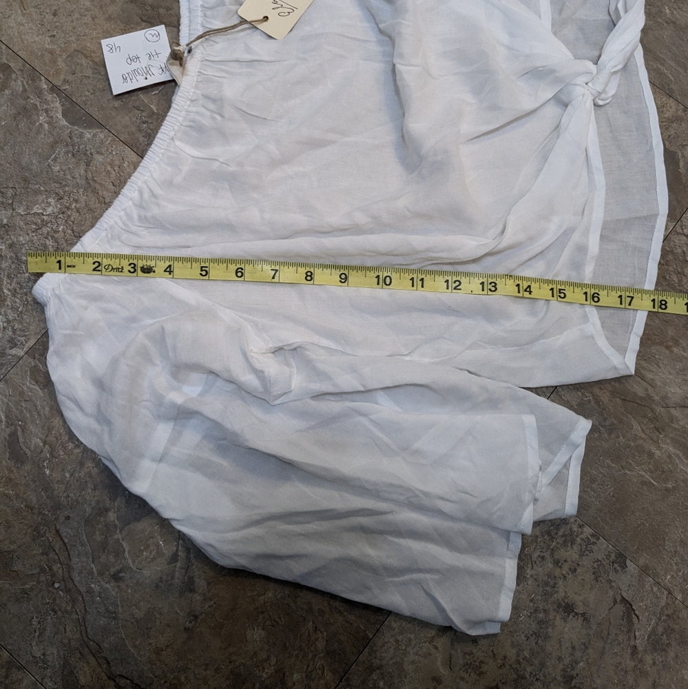 NWT Elan Medium‎ White Cropped Off the Shoulder Tie Front Bell Sleeves Top - Picture 10 of 10